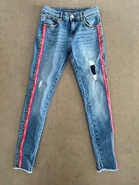 Guess Skinny Blue Jeans with Side Trim size 10